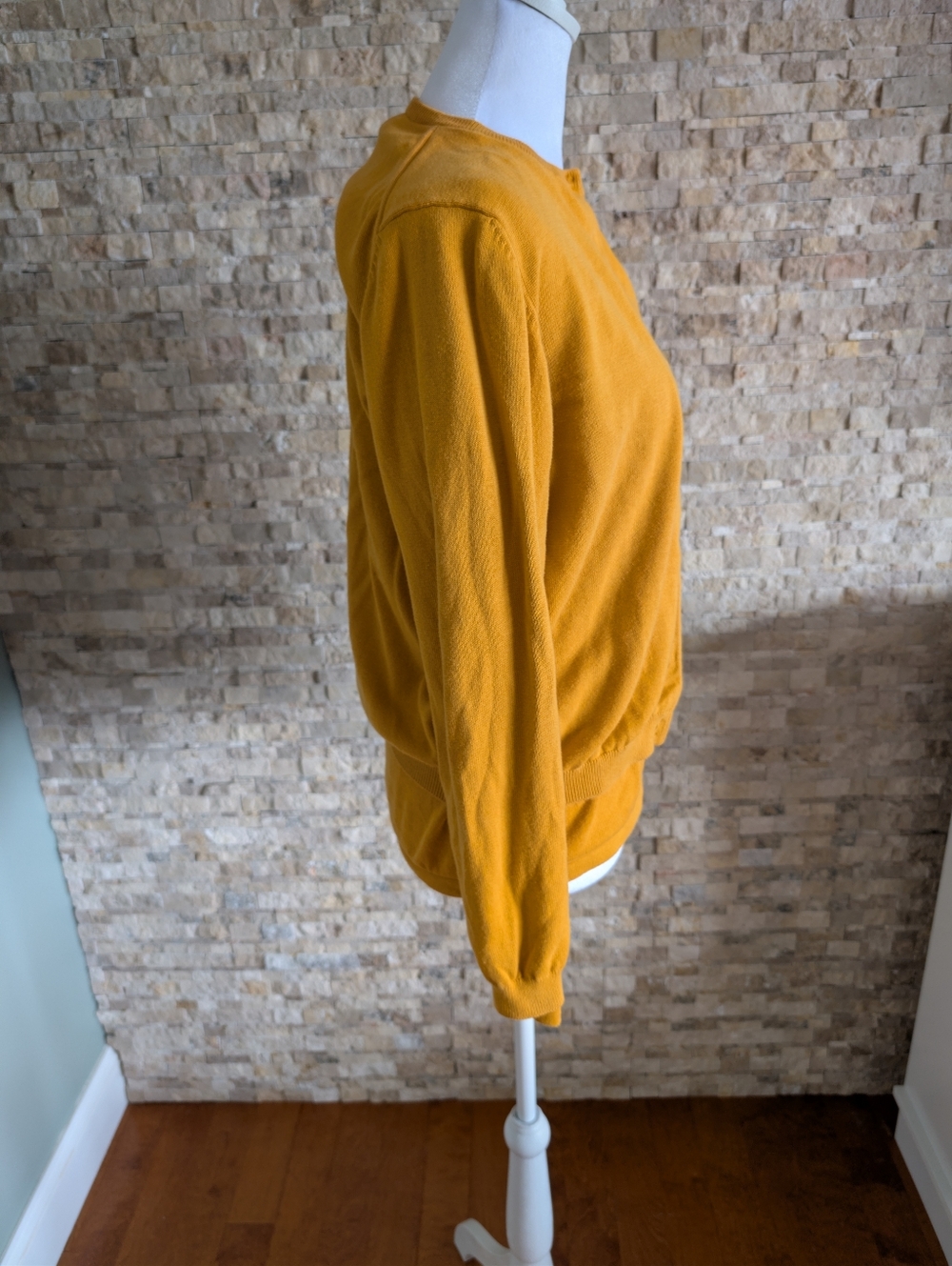 Vintage 90s Land's End 100% Cotton Women's Cardigan Sweater 2 Pc Set Yellow Sz S - Picture 5 of 16